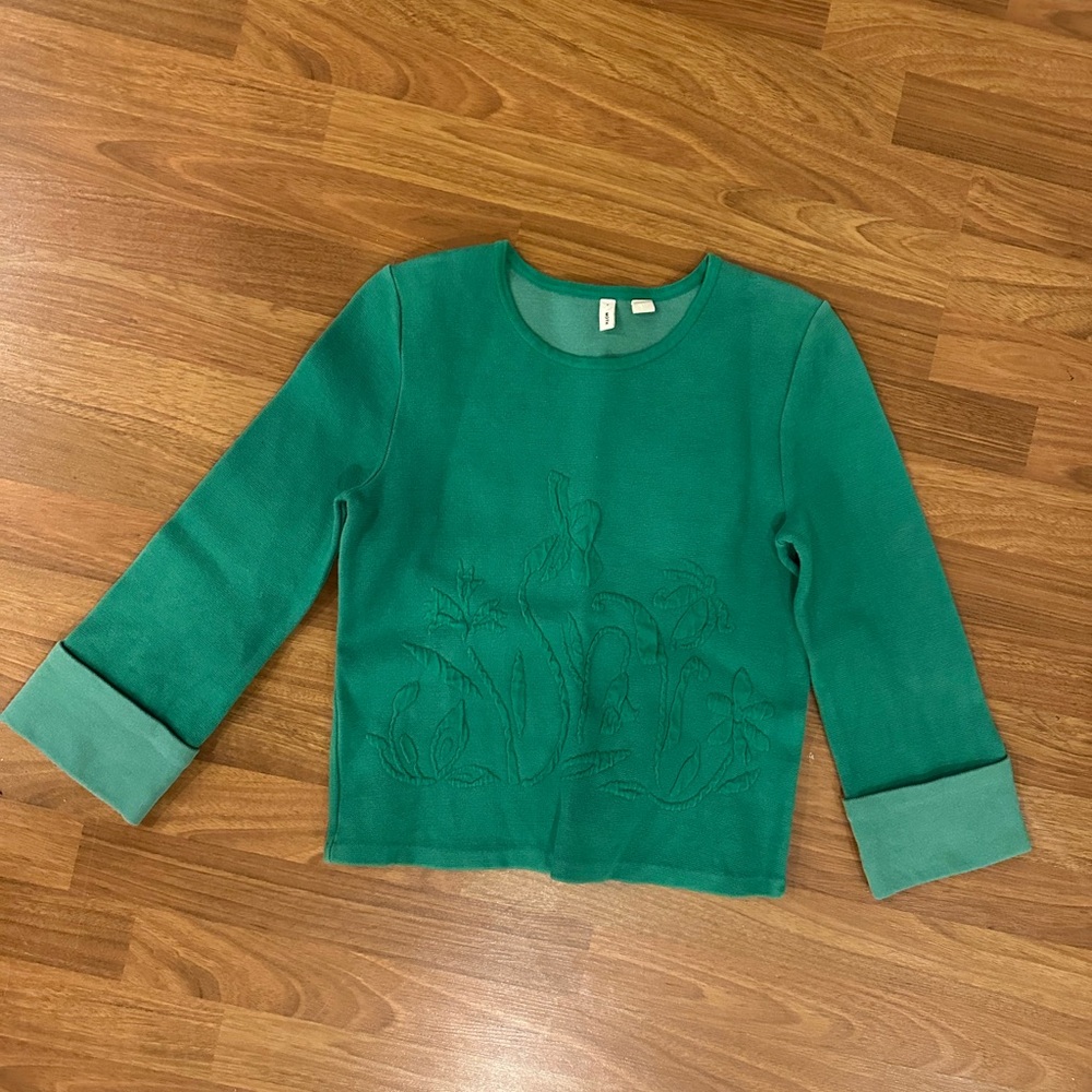 Moth by anthro green shirt with floral detail